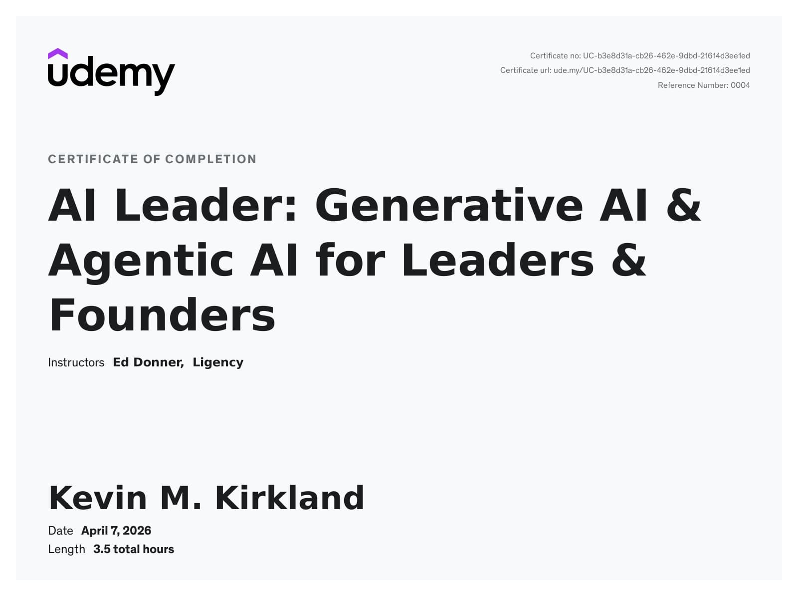 AI Leader: Generative AI & Agentic AI for Leaders & Founders
